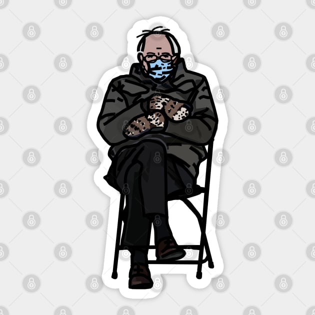 Bernie Sanders Mittens Line Drawing Sticker by ellenhenryart